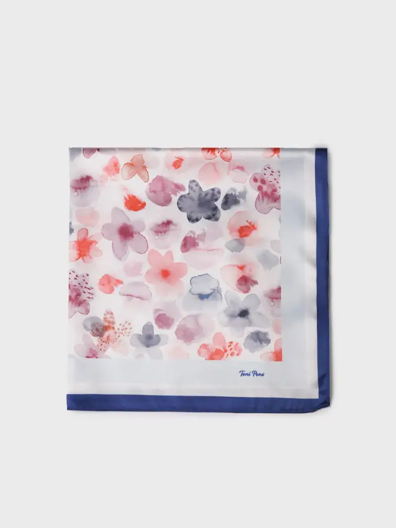 Foulard quadrato da donna in seta con fiori PETALI