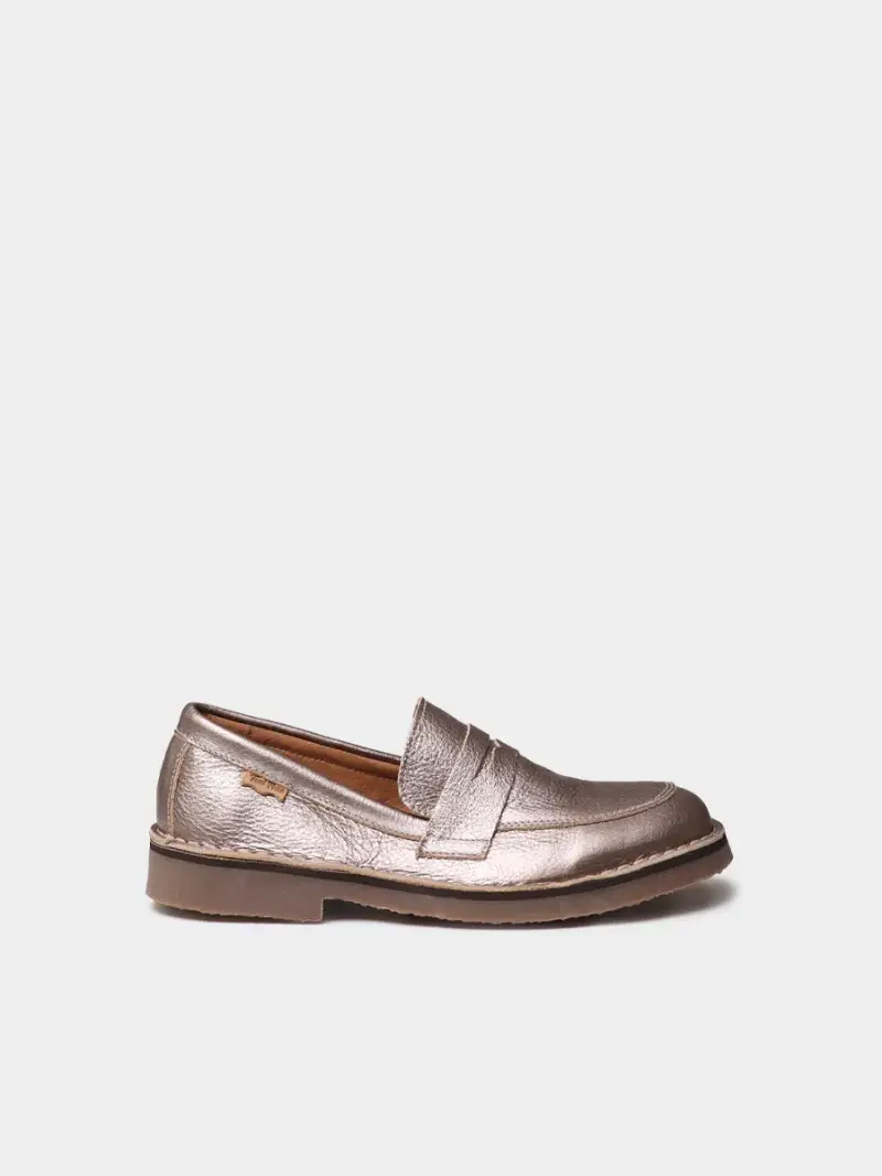 Mocassino da donna in pelle metallizzata ARGENTO
