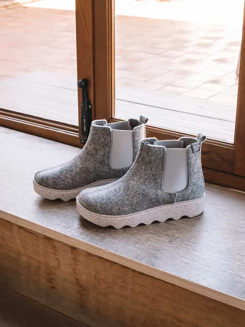 Pantofola alta da donna in feltro riciclato GRIGIO