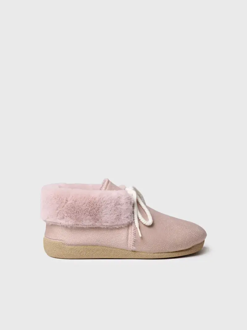 Pantofola da donna alta con lacci ROSA