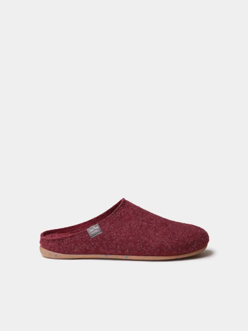 Pantofola tipo zoccolo da uomo in feltro riciclato VINO