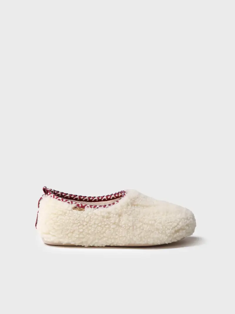 Pantofole tipo zoccolo da donna in motone BIANCO