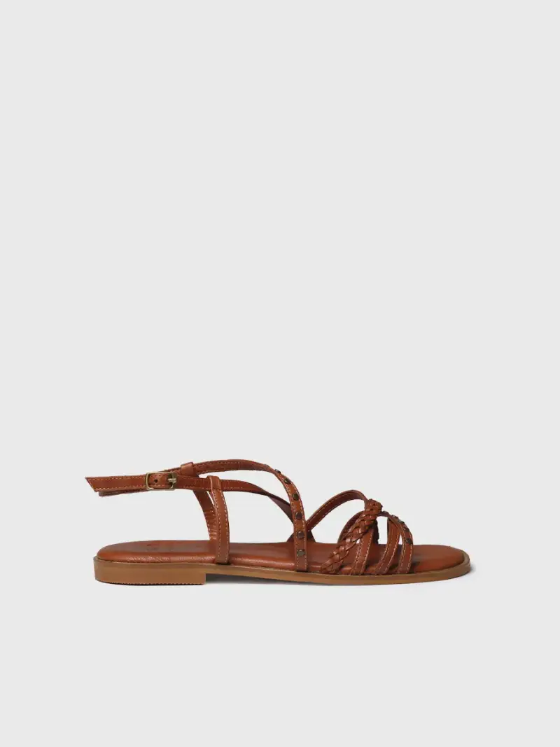 Sandali bassi da donna in pelle con borchie | BERGEN CUERO