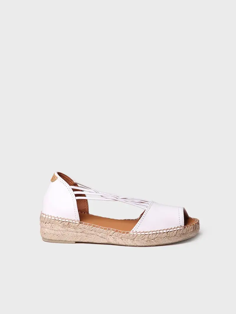 Sandali da donna in pelle con elastici BIANCO