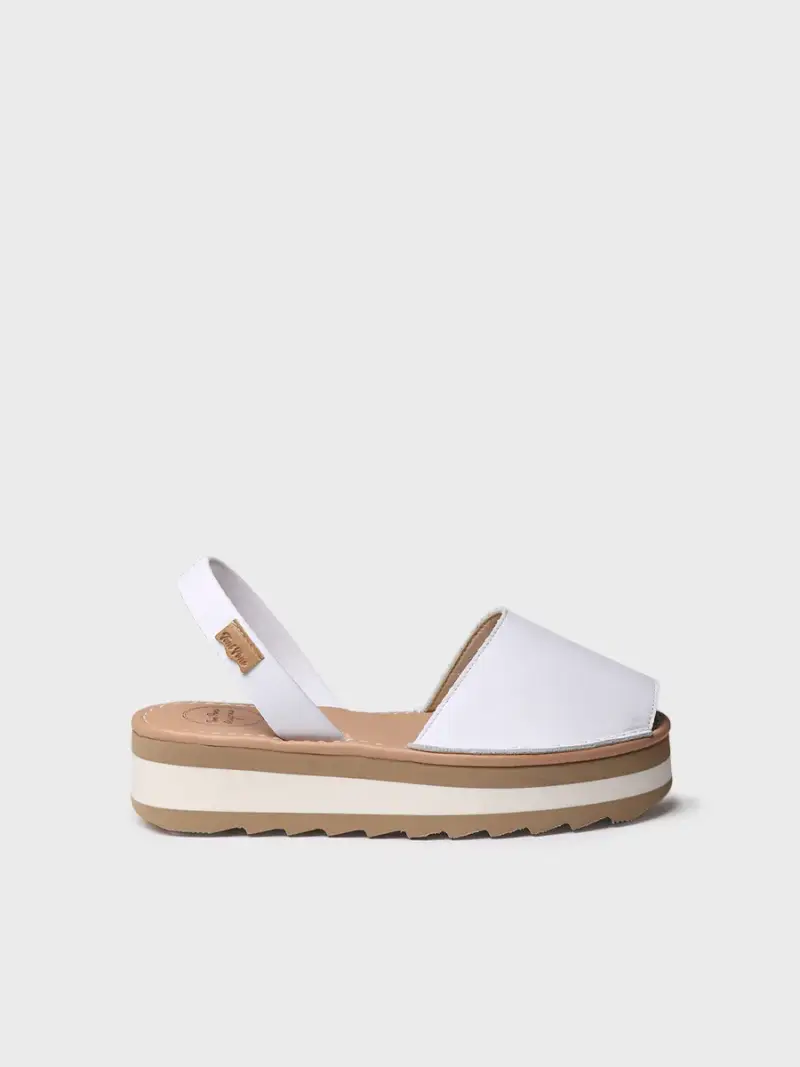 Sandali da donna in pelle con plateau BIANCO