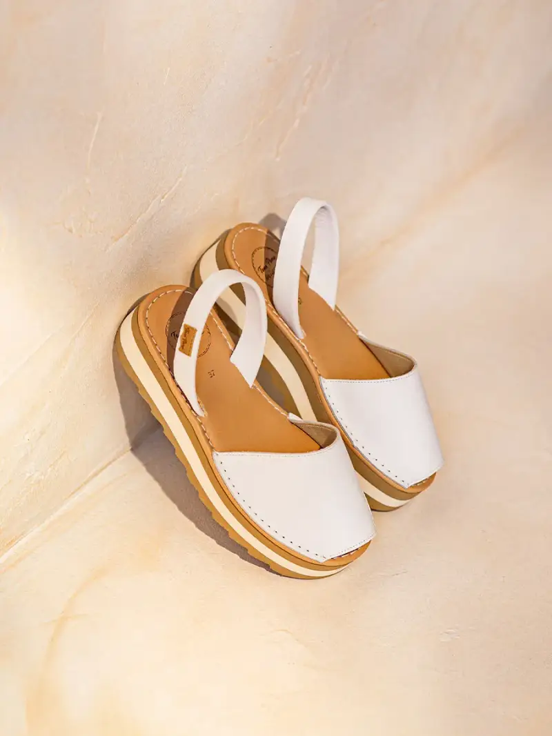 Sandali da donna in pelle con plateau BIANCO