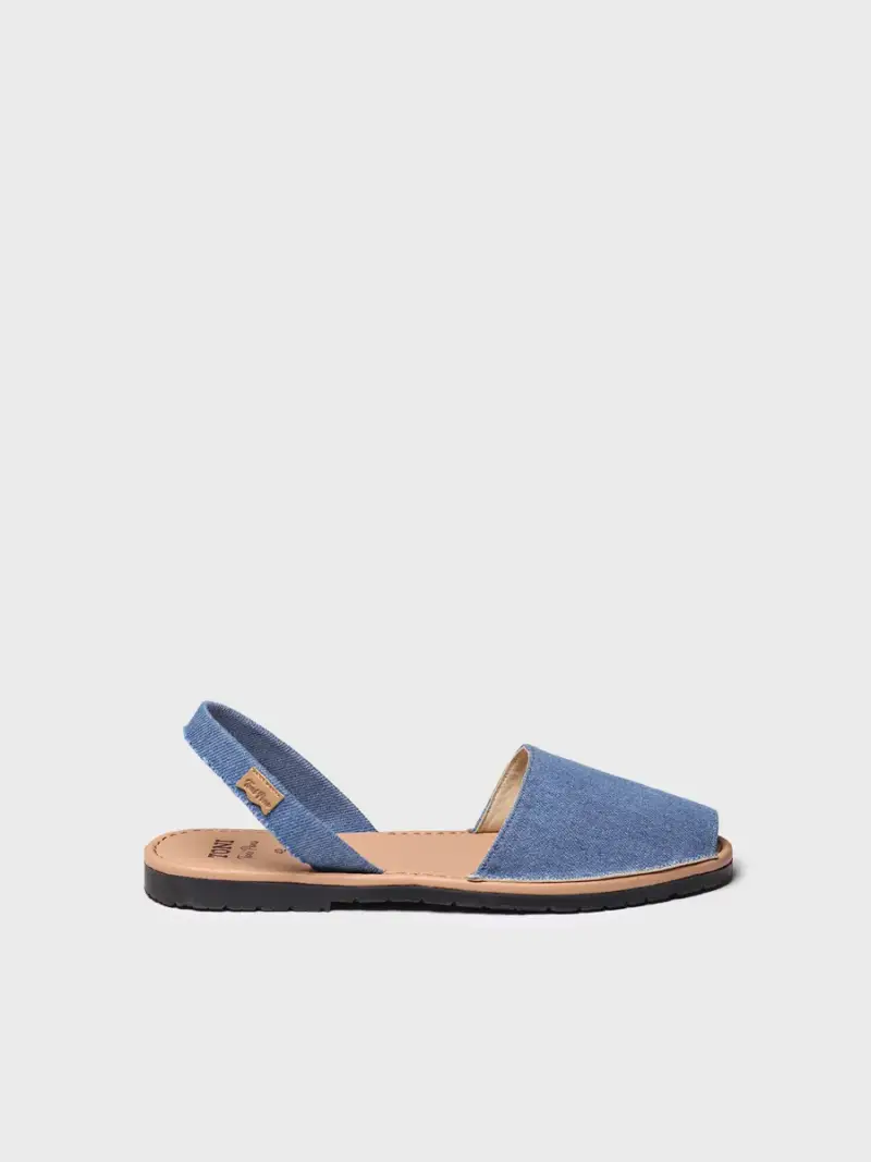 Sandali da uomo in denim con suola in cuoio TEXANO