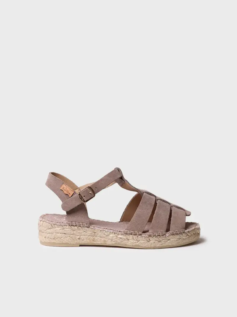 Sandali ragnetto da donna in pelle scamosciata TAUPE