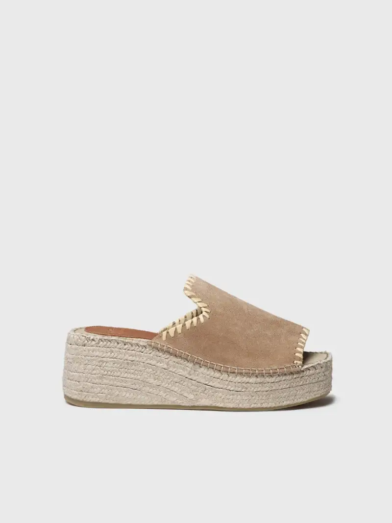 Sandalo aperto da donna con zeppa in camoscio | ILENIA-SD CAMEL