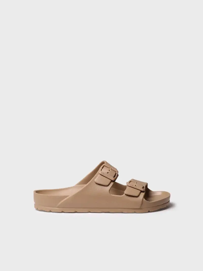 Sandalo BIO da uomo in gomma con fibbie TAUPE