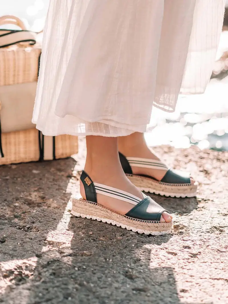 Sandalo con plateau in iuta per donna MARINO