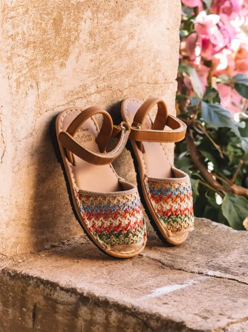 Sandalo da bambino in tessuto con chiusura a velcro MULTI