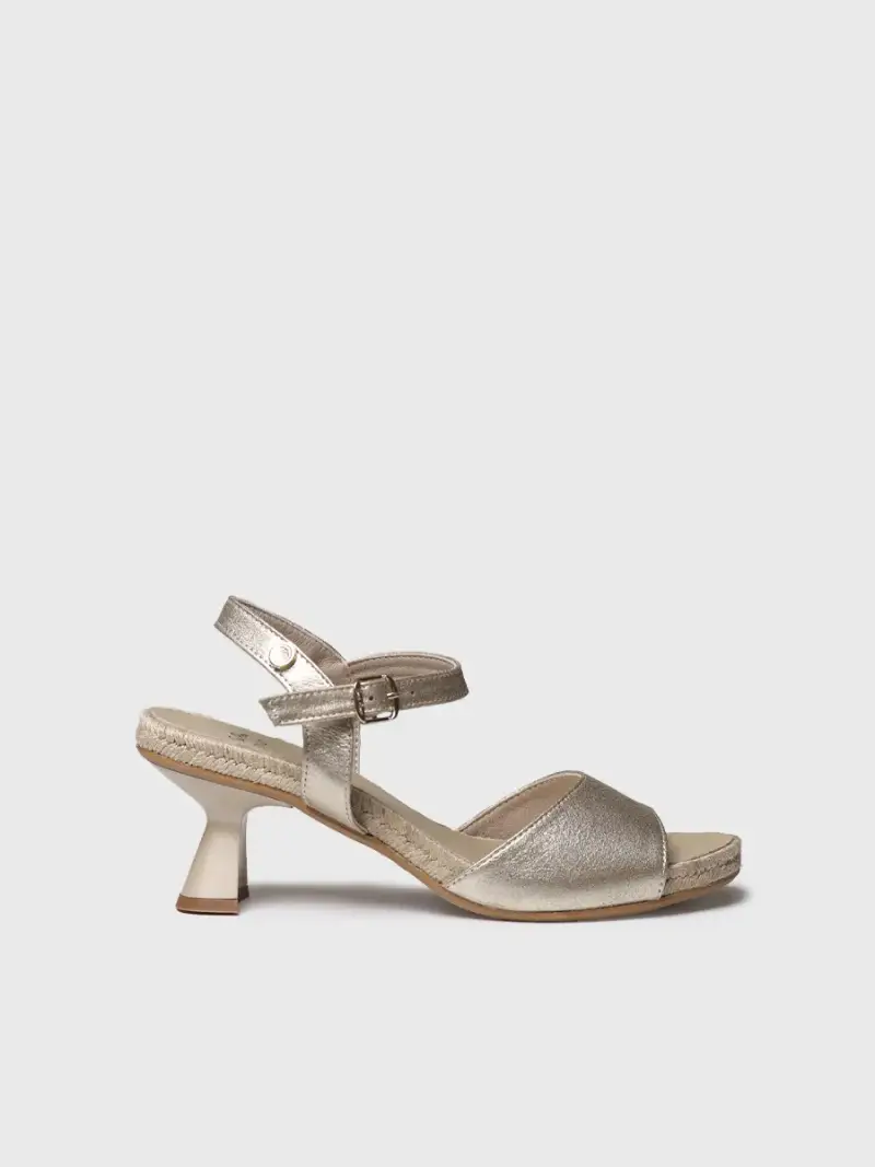 Sandalo da donna con tacco in pelle | OPAL CHAMPAGNE