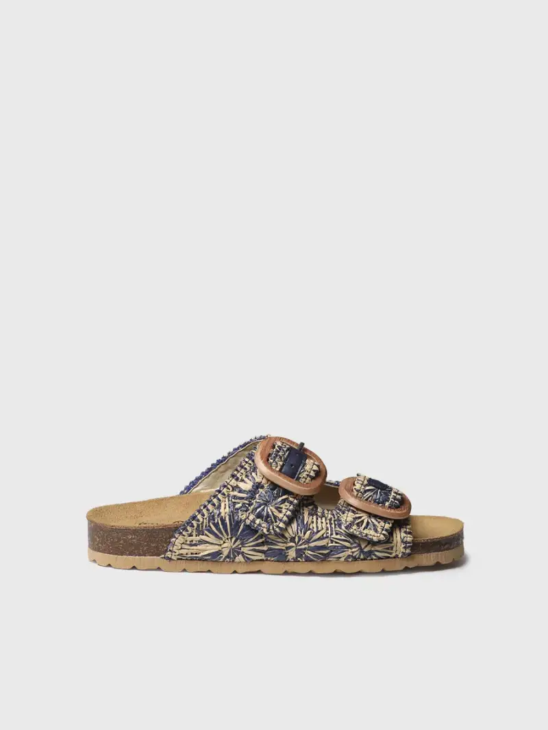 Sandalo da donna in rafia con motivo floreale | GUAM-RF MARINO