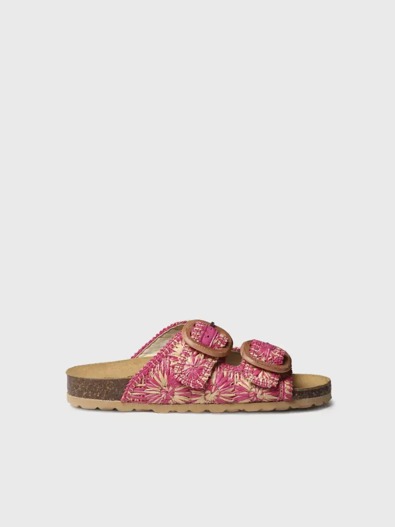 Sandalo da donna in rafia con motivo floreale | GUAM-RF ROSA