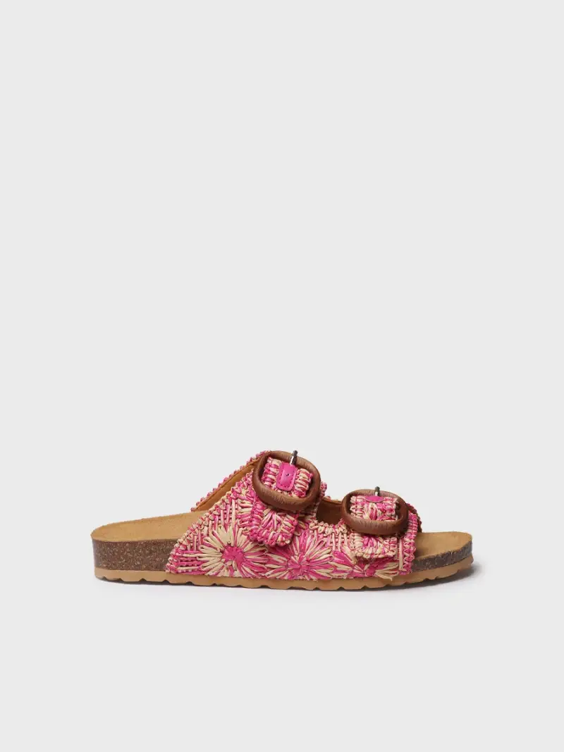 Sandalo da donna in rafia con motivo floreale | GUAM-RF ROSA