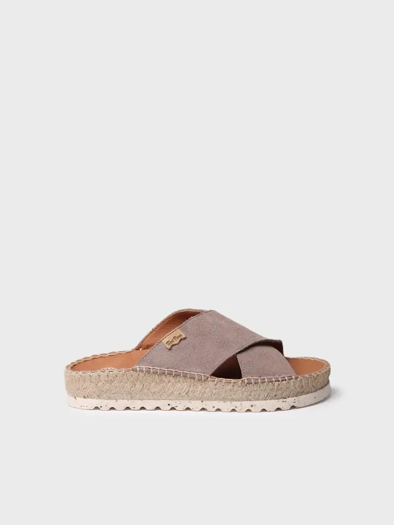 Sandalo senza tacco con cinturini incrociati TAUPE