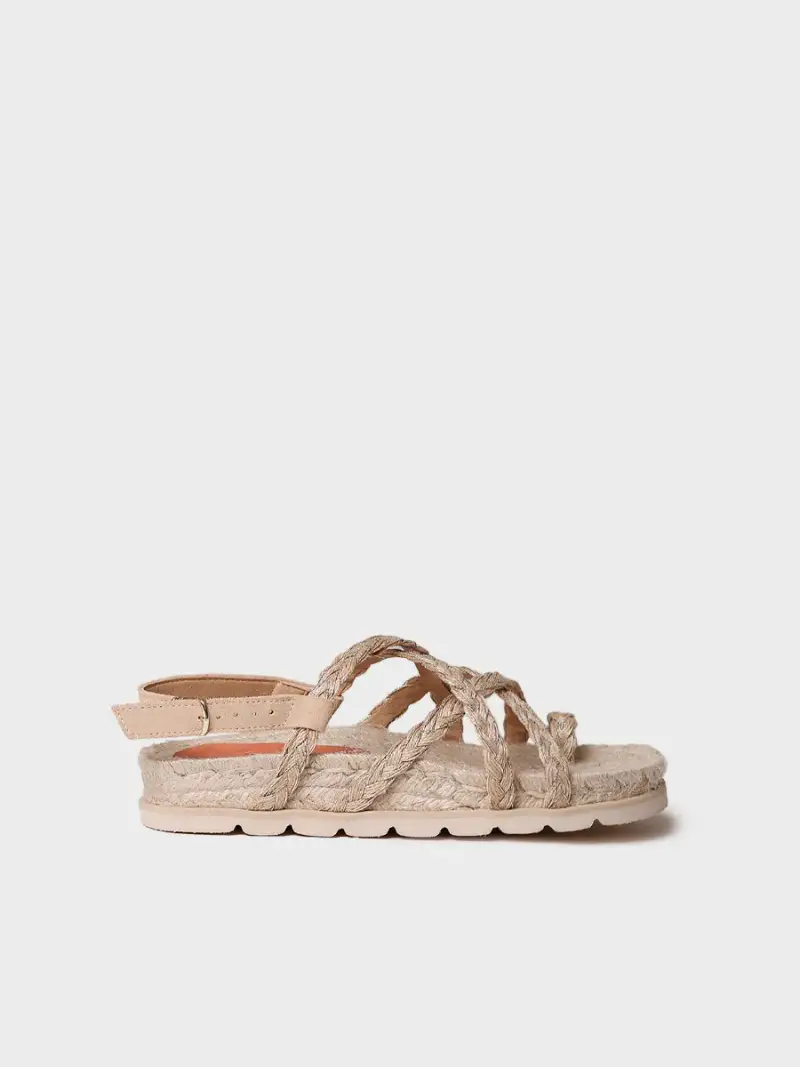 Sandalo senza tacco in iuta NATURALE