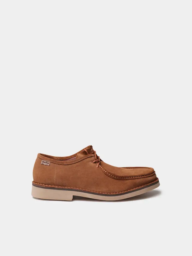 Scarpa in camoscio con lacci da uomo TABACCO