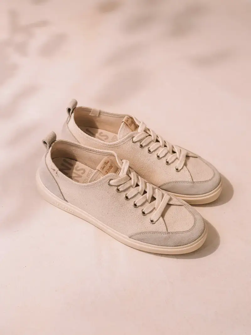 Scarpe sportive da donna in cotone con lacci CRUDO