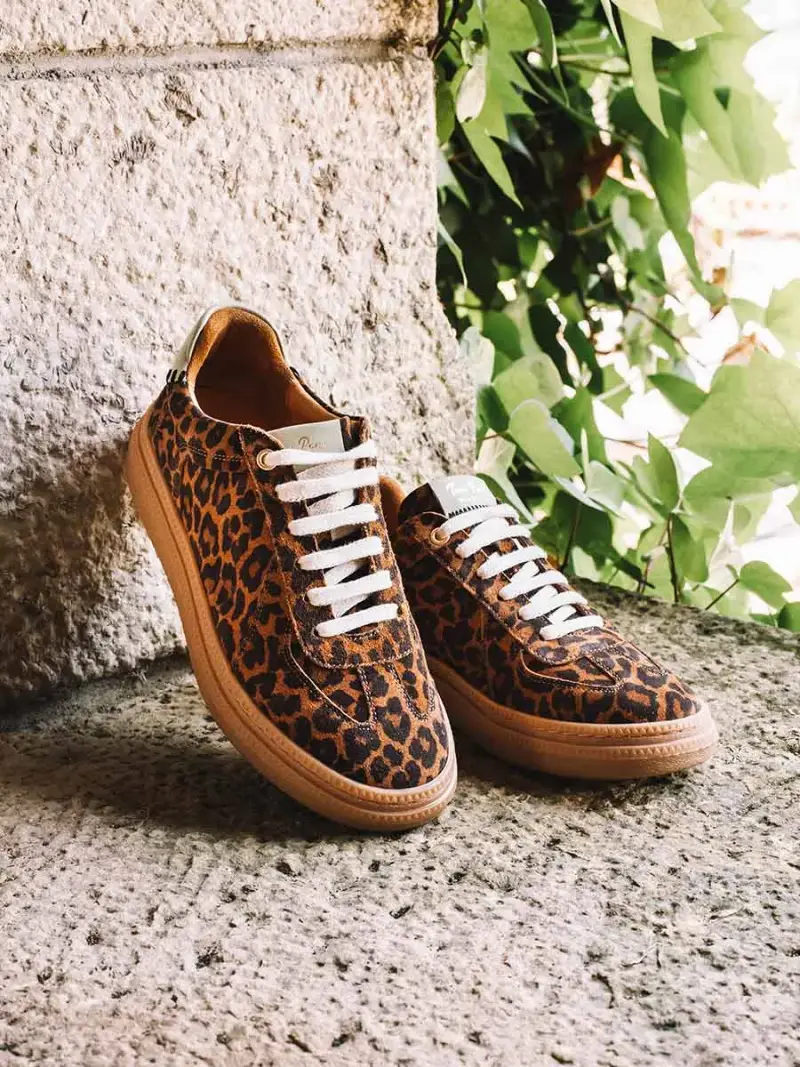 Scarpe sportive da donna in pelle con stampa animal print LEONE