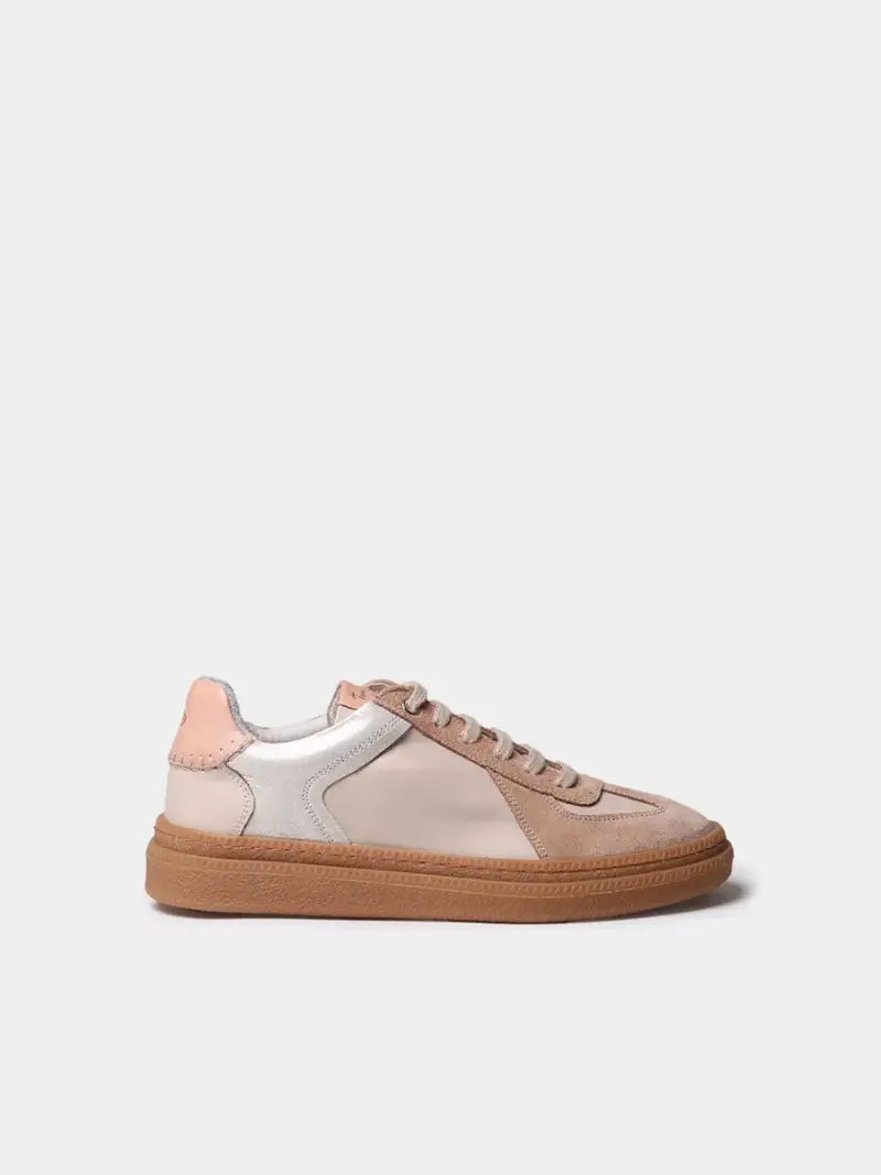 Scarpe sportive da donna in pelle con stampa animal print PANNA