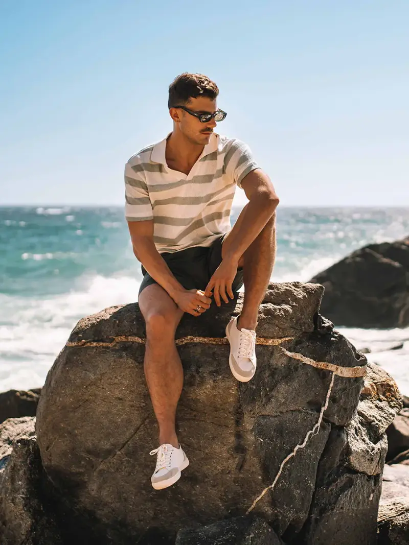 Scarpe sportive da uomo in cotone con lacci CRUDO