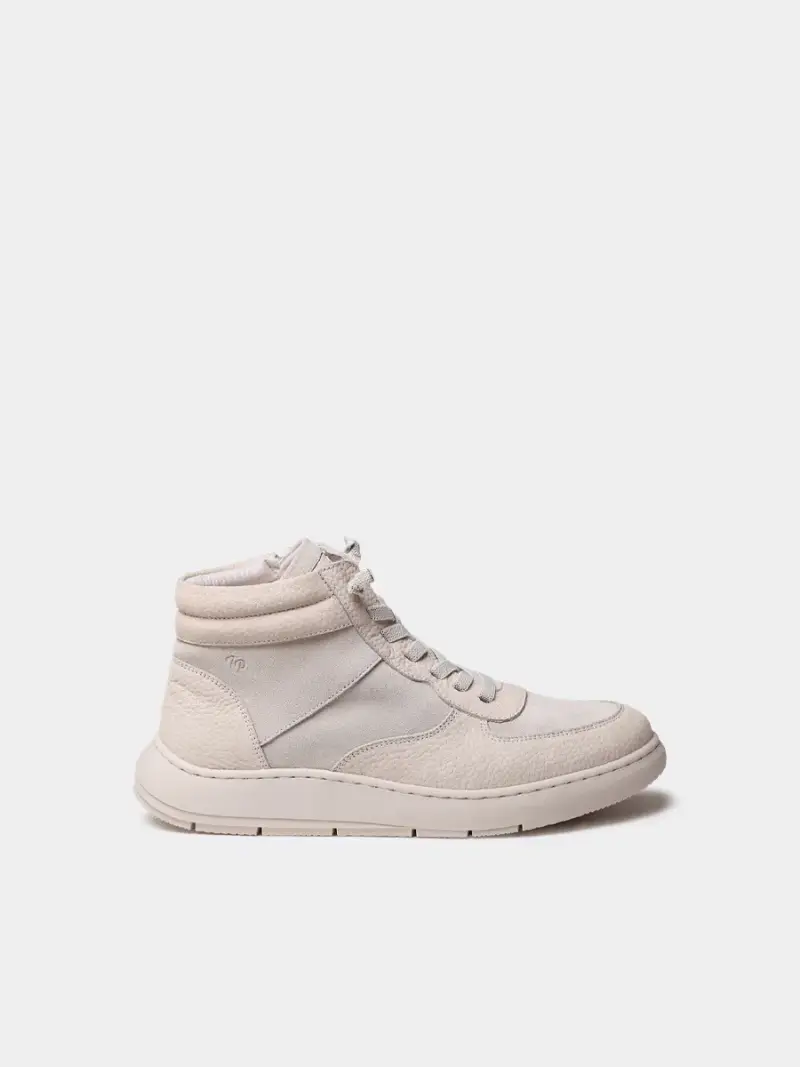 Sneaker alta da donna in camoscio con cerniera PIETRA