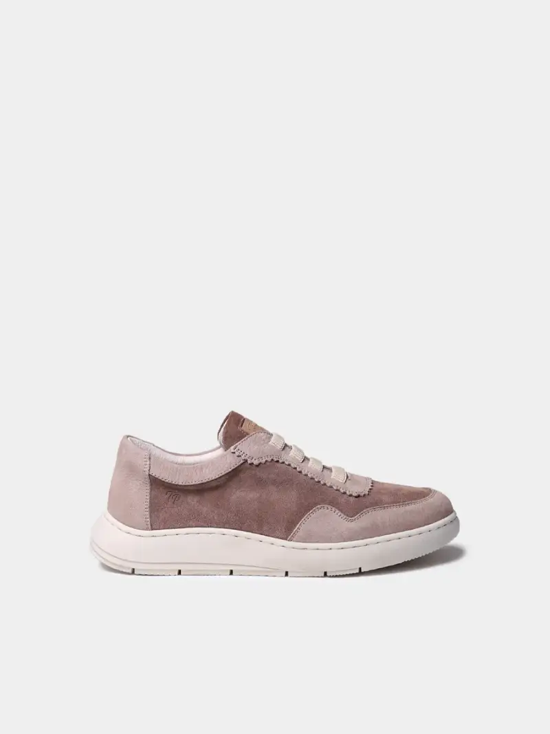 Sneaker sportiva da donna in camoscio bicolore TAUPE