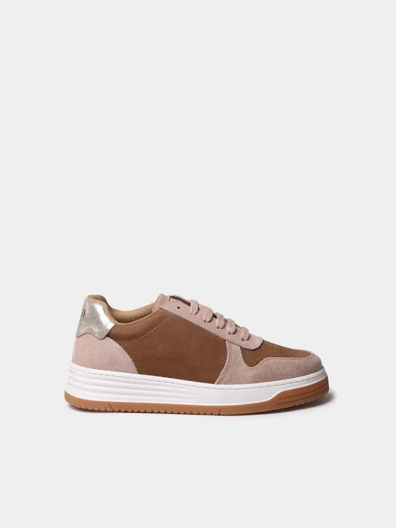 Sneakers da donna in nabuk e camoscio CUOIO