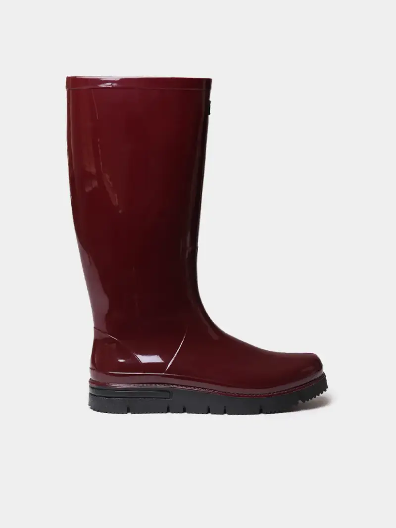 Stivale da pioggia da donna in gomma con finitura brillante VINO