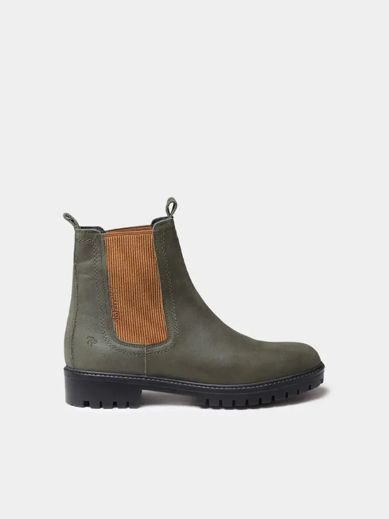 Stivaletti da donna in pelle con elastici laterali CACHI