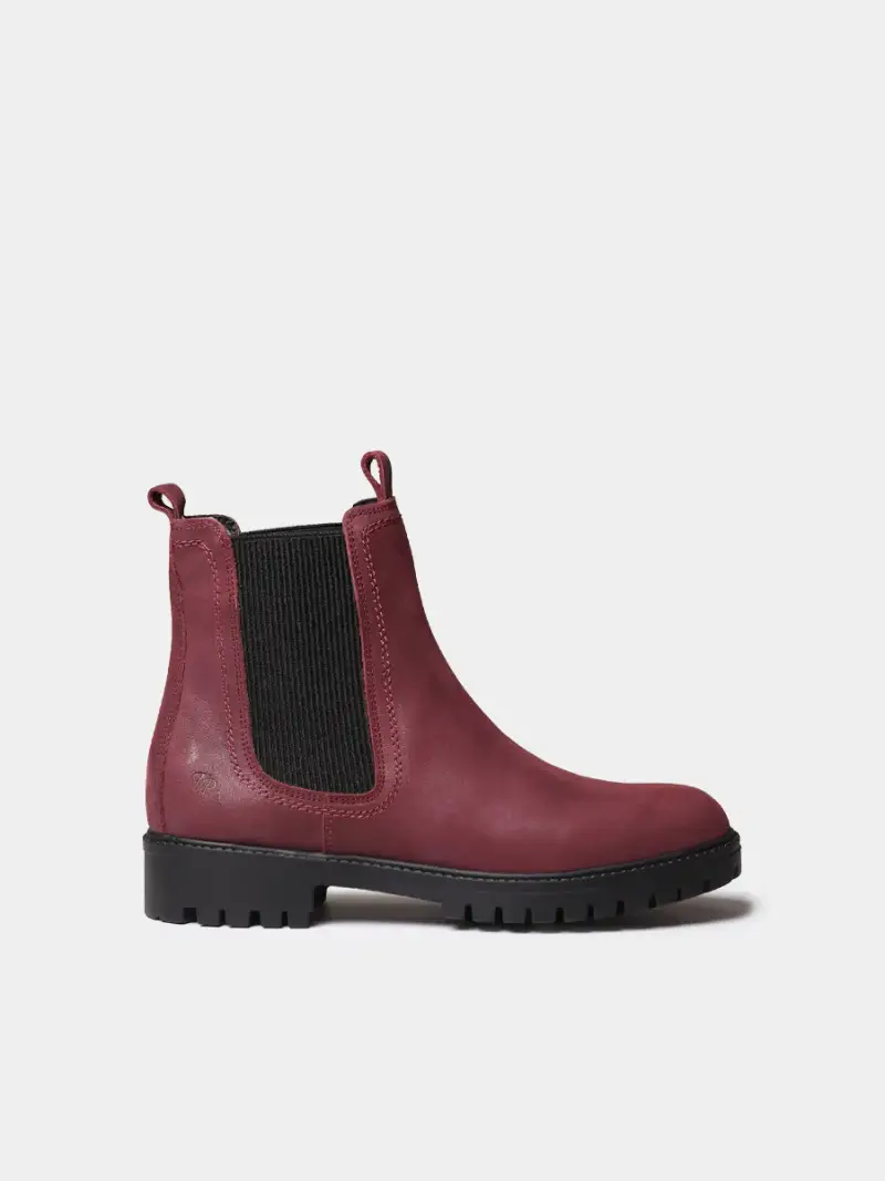 Stivaletti da donna in pelle con elastici laterali VINO