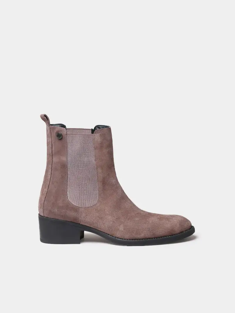 Stivaletti da donna in pelle effetto serpente con elastici TAUPE