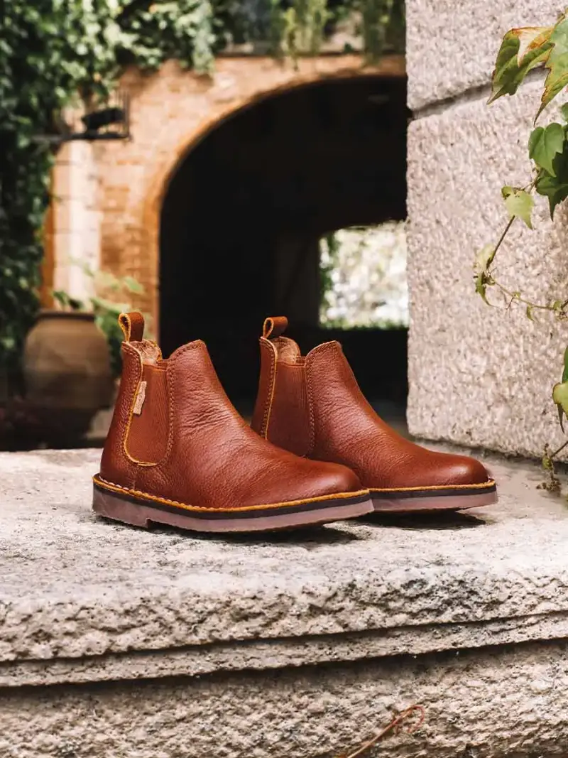 Stivaletto Chelsea in pelle per bambini CAMMELLO