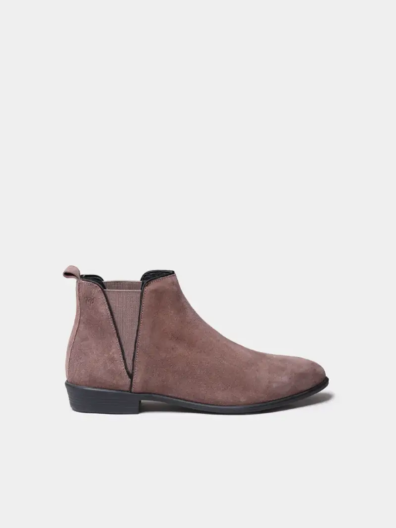 Stivaletto da donna in camoscio effetto serpente TAUPE