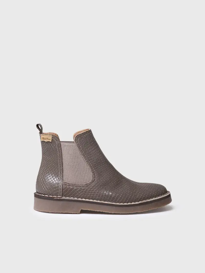 Stivaletto da donna in pelle effetto serpente in cuoio TAUPE