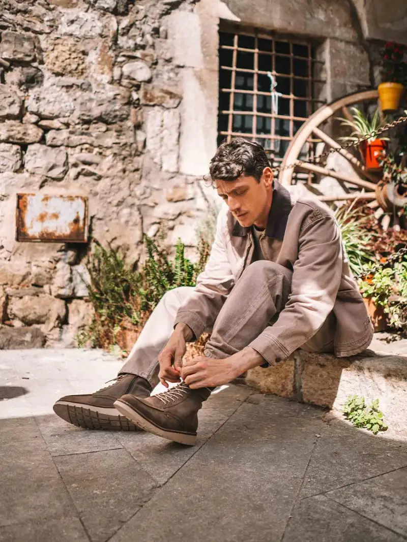 Stivaletto in pelle da uomo con lacci TAUPE