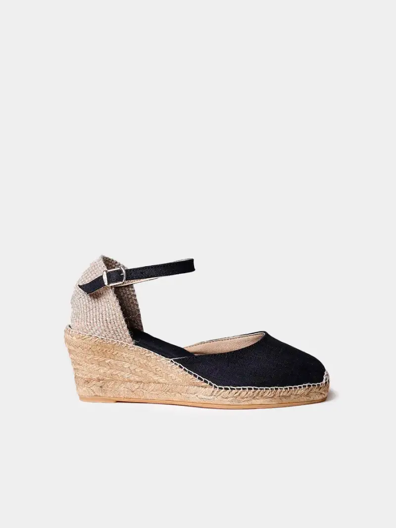 Zeppa in iuta con fibbia NERO