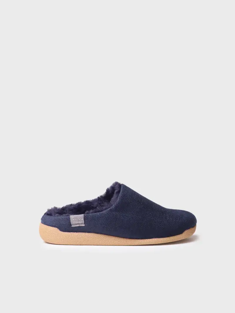 Zoccoli da casa da donna in tessuto in pelle MARINO