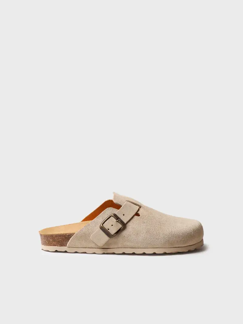 Zoccolo da donna in camoscio con fibbia | GEMINA-QT BEIGE