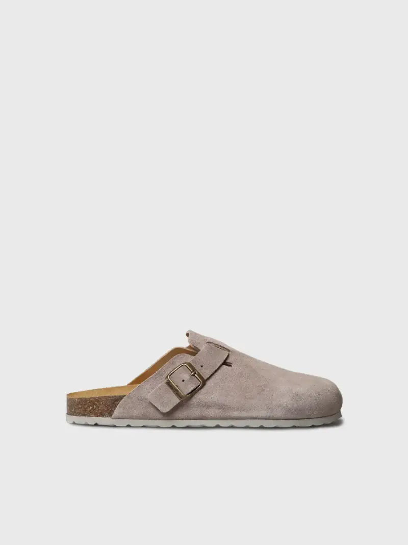 Zueco de hombre en serraje con hebilla | GREGOR-QT GRIS