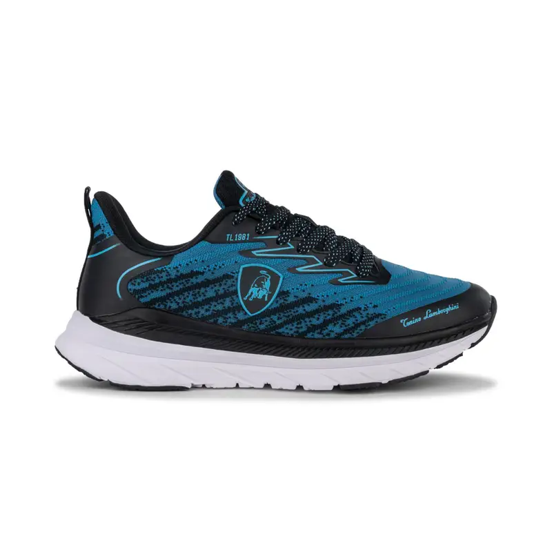 Sneakers running blu da uomo con stemma logo