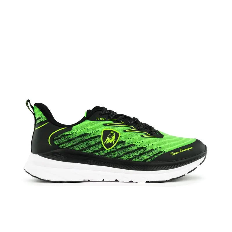 Sneakers running verde fluo da uomo con logo laterale e suola chunky