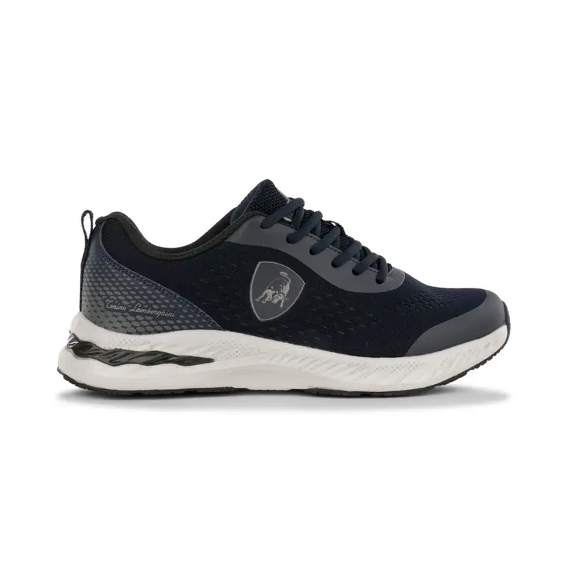Sneakers uomo blu da running con stemma