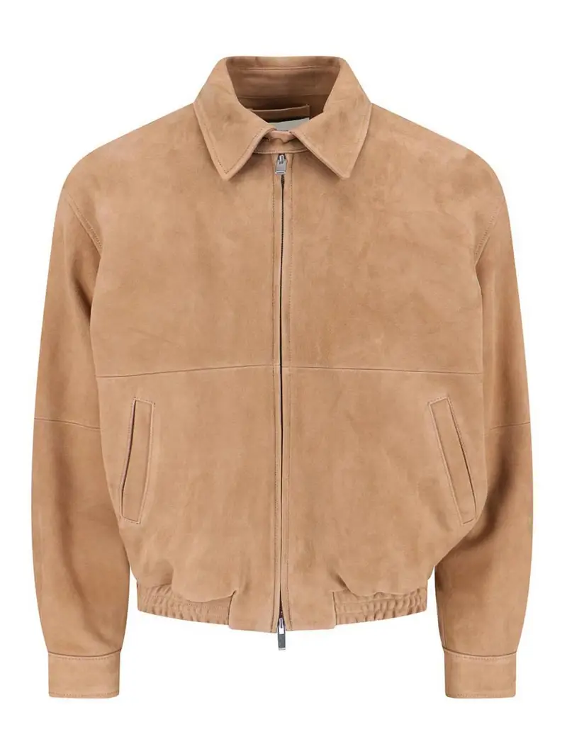 Bomber In Pelle Scamosciata Beige