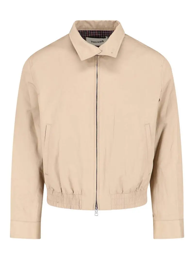 Giacca Bomber In Cotone Beige