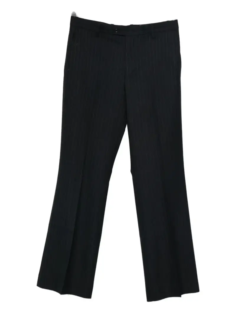 Tonywack Pantaloni blu in misto lana a righe sottili