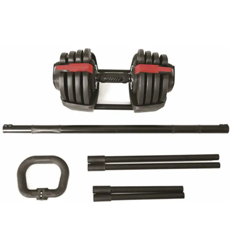 Set 3 in 1 Manubrio Bilanciere Kettlebell a carico regolabile - bilanciere Black