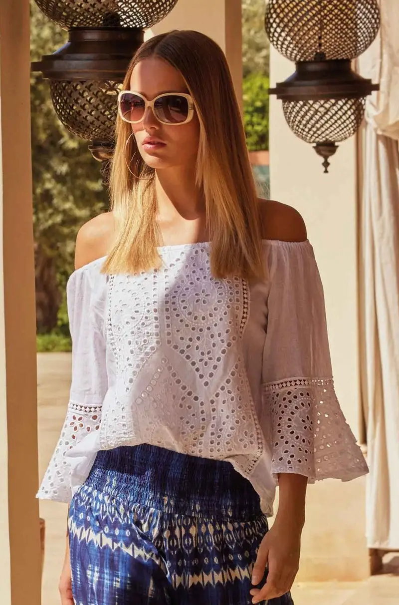 TOP PIZZO PREGIATO PORTOFINO | Colore: Bianco | Taglia: S